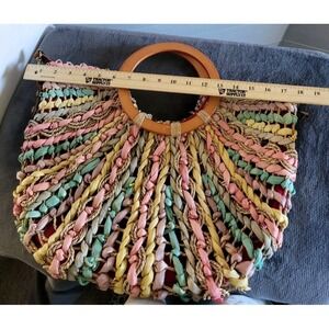 Patricia Nash Multi Pastel Specialty Woven Straw Lesa Satchel CrossBody Dust Bag